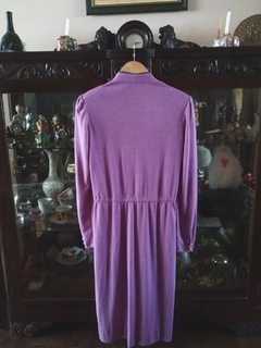 Vestido Vintage Deblu 1980 Lilás Ombreira - loja online