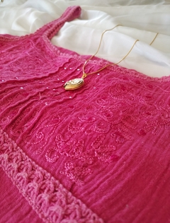 Vestido Indiano Rosa Midi Alça