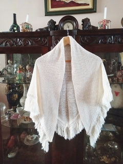 Xale Tricô Triangular Franja Off White