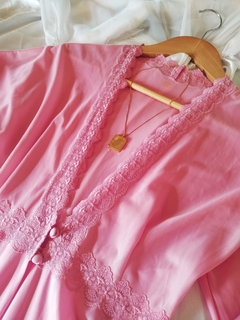 Penhoar Vintage Longo Rosa Renda D'Oro - loja online