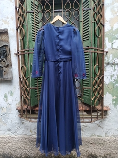 Vestido Vintage Longo Azul Marinho - loja online