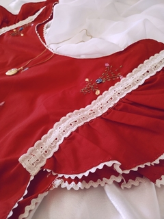 Baby Doll Vintage Bordado Vermelho