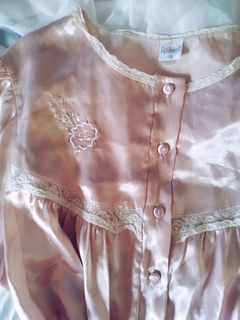 Camisola Vintage Cetim Rosa Bebê Midi