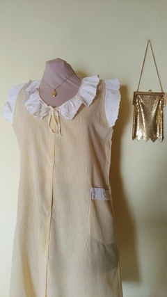 Camisola Vintage Amarela Babado Bordado Bolso - loja online