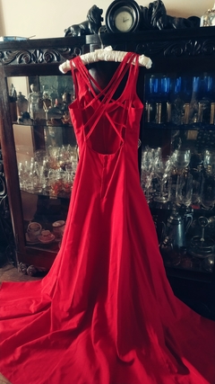 Vestido Festa Longo Vermelho Costureira - Sampa Époque Semijoias