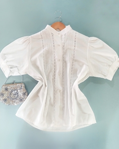 Blusa Vintage Branca Algodão