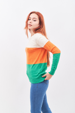 Sweater de hilo elastizado, tricolor. Calidad premium. - comprar online