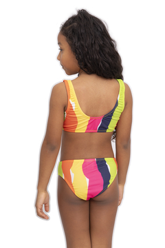 Bikini nena estampado rayas anchas, top con argollas. Art 7309 - comprar online