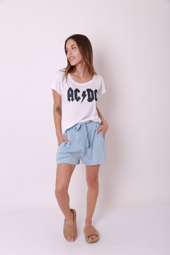 Short de lino, tiro alto, con lazo. - tienda online