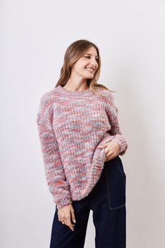 Sweater oversize acanalado, con pelo en internet