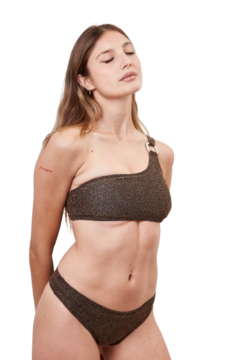 Bikini de lurex, un hombro con arandela. Art. 70400