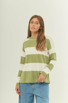 Sweater de bremer con guardas crudo y color