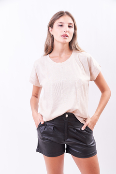 Camisola de lino spandex, con brillo. 
