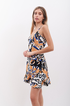 Vestido de lino, cruzado, estampado. Estampas variadas. - comprar online