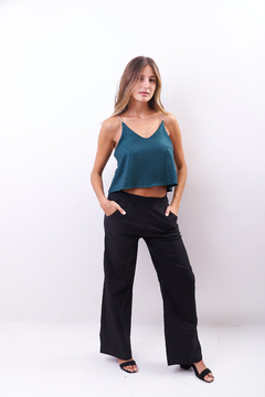 Top de crepe con lurex. Bretel con brillo. - comprar online