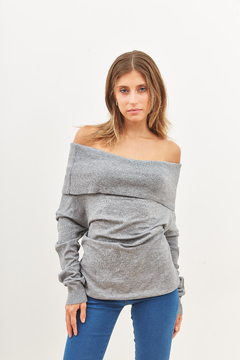 Sweater de angora largo, cuello buche/bote. en internet