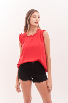 Blusa de fibrana , con volado en ruloté. - comprar online