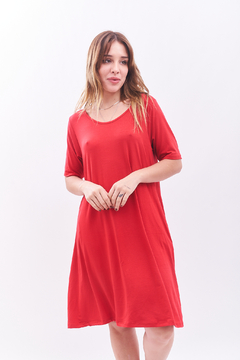 Vestido de modal viscosa, evaseé, con bolsillos. - Proverbio