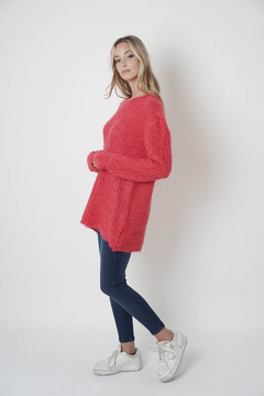 Sweater oversize acanalado, con pelo - tienda online