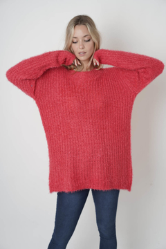 Sweater oversize acanalado, con pelo en internet