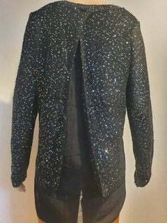 Sweater de hilo con lurex ,superpuesto , espalda semi abierta - comprar online