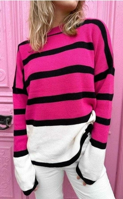 Sweater rayado de bremer tramado en morley, oversize. - Proverbio