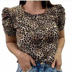 Remera de morley, animal print, manga princesa.