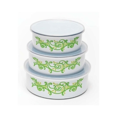 Bowl Enlozado con tapa Plastica Set x 3 - Ref : A3431430