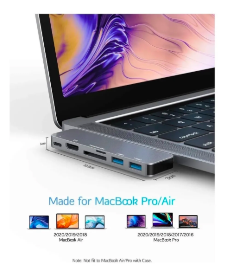 Adaptador Usb C 6 En 1 Macbook Air Pro Usb Sd Cargador