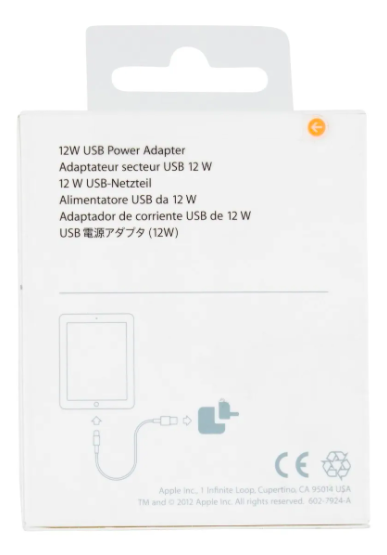 Cargador Original Apple USB de 12W para iPad, iPhone – Carga Rapida