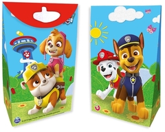 Bolsita carton con fuelle y glitter paw patrol x8