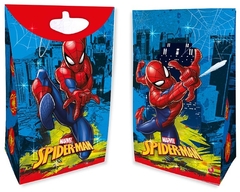 Bolsita de papel con fuelle y glitter hombre araña x8