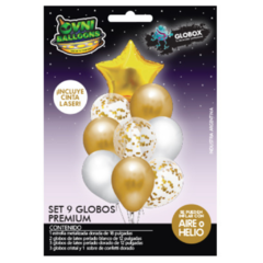 Set Globos Confetti dorados