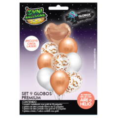 Set Globos Confetti Rosa Gold