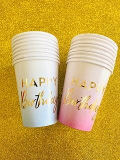 Vaso polipapel Happy Birthday x8