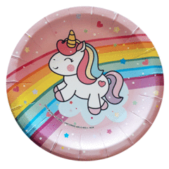 Plato unicornio arco iris gold mundo x10