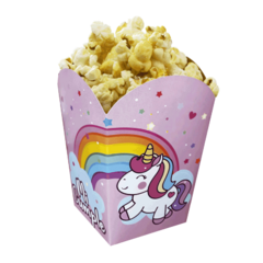 Cajita Pochoclera Unicornio Arco Iris x 10