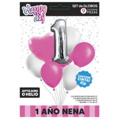 Ste de Globos 1 año Rosa