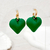 Semi argollas 1.5cm con corazón matte verde 2.6cm F