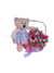 Cesta personalizada com ursinha de pelúcia e mini carrinho com flores artificiais