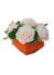 Arranjo vaso cerâmica laranja com rosas artificiais champanhe - comprar online