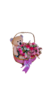 Cesta personalizada com ursinha de pelúcia e mini carrinho com flores artificiais - comprar online