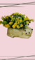 Vaso cerâmica modelo gato com flores artificiais e cores variadas - Darc Flores e Arranjos Artificiais