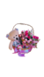 Cesta personalizada com ursinha de pelúcia e mini carrinho com flores artificiais - loja online