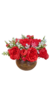 Arranjo com peônias vermelhas artificiais vaso vidro - Darc Flores e Arranjos Artificiais