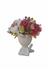 Arranjo boneco bob com mini rosas artificiais branca e rosa - Darc Flores e Arranjos Artificiais