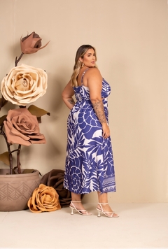 Vestido Azul Giovana - Bambu Plussize