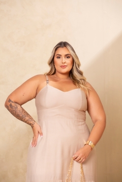 Vestido Marcela Bege - Bambu Plussize