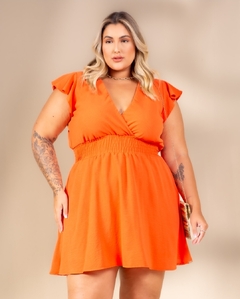 Vestido Macaquinho Mirela laranja - Bambu Plussize