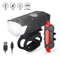 Combo Luz Delantera Y Luz Trasera Recargable Usb Bicicleta